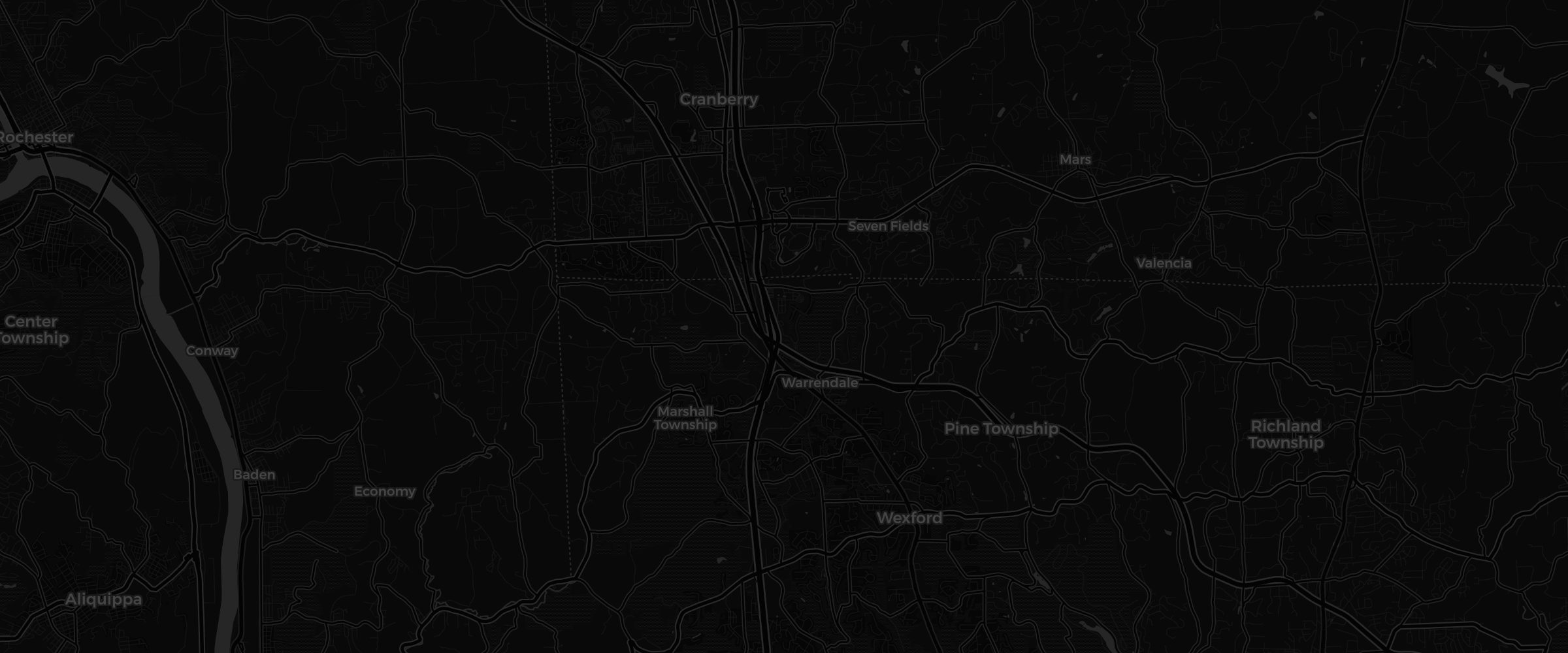Map showing Cranberry Township, PA and the Wexford Detail shop on Route 19